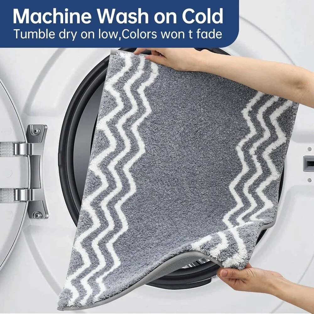 Soft Plush Grey Bath Mat 24x36 Anti-Slip Absorbent